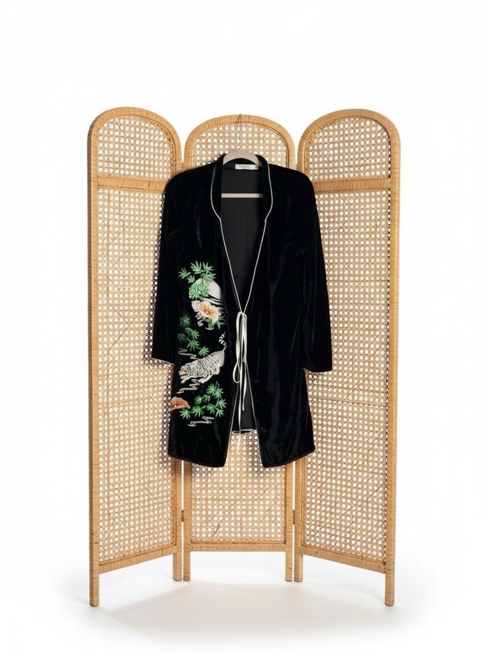 RIXO London Iris Embroidered Tiger Floral Black Silk VELVET Wrap Dress Small